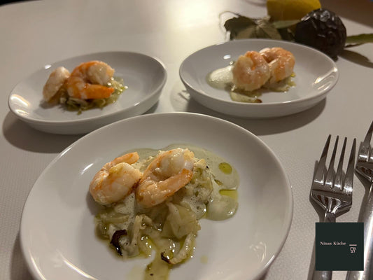 Fenchel mit Petersilienschaum und Garnele