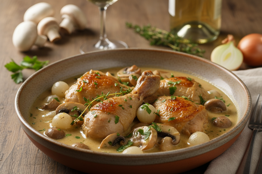 Winzerhuhn (Coq au vin) - Wohlfühlessen par excellence