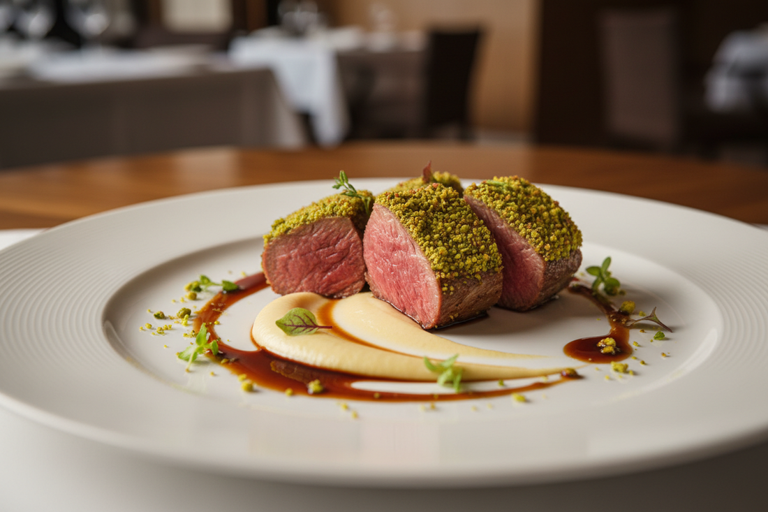 Lammfilets mit Pistazienhaube und Pastinakenpüree