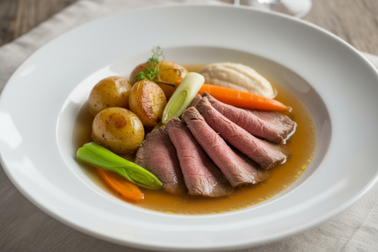 Klassischer Tafelspitz mit Brühe und frischem Meerrettich - in 2 Gängen