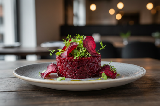 Rote Beete-Tatar mit Rote Beete-Chips