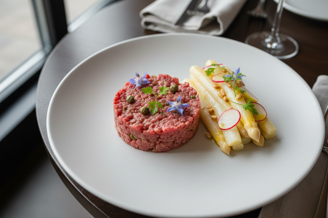 Kalbstatar mit Spargelsalat - der Frühling kann kommen!