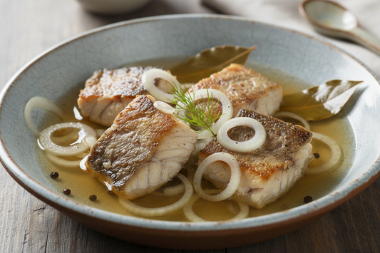 Saure Forelle mit Riesling, Schalotten und Limette