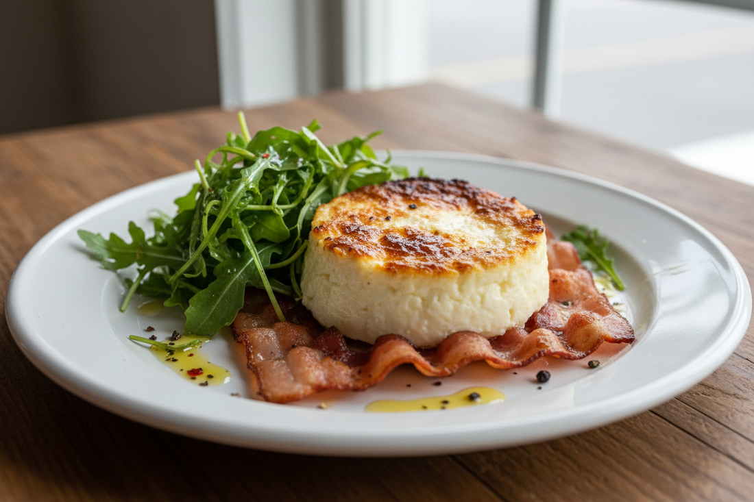 Gebackener Ricotta auf Pancetta und Rucola - italienische Versuchung