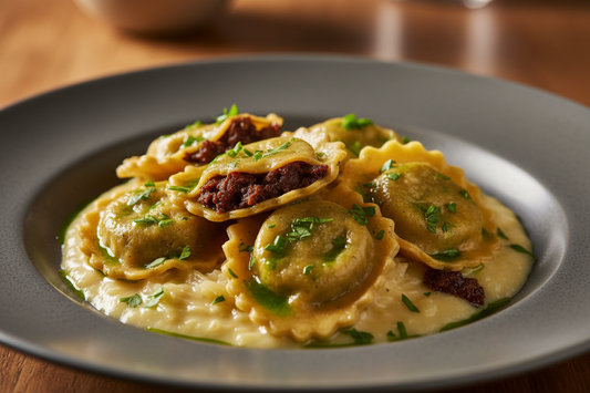 Ravioli mit Blutwurst auf Sauerkrautschaum - herzhaft und zugleich fein aromatisch