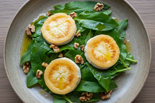Bärlauchsalat mit Ziegenfrischkäse und Walnüssen