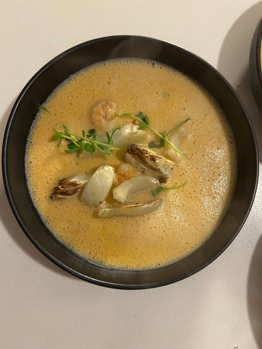 Krustentierschaum mit frittiertem Fenchel