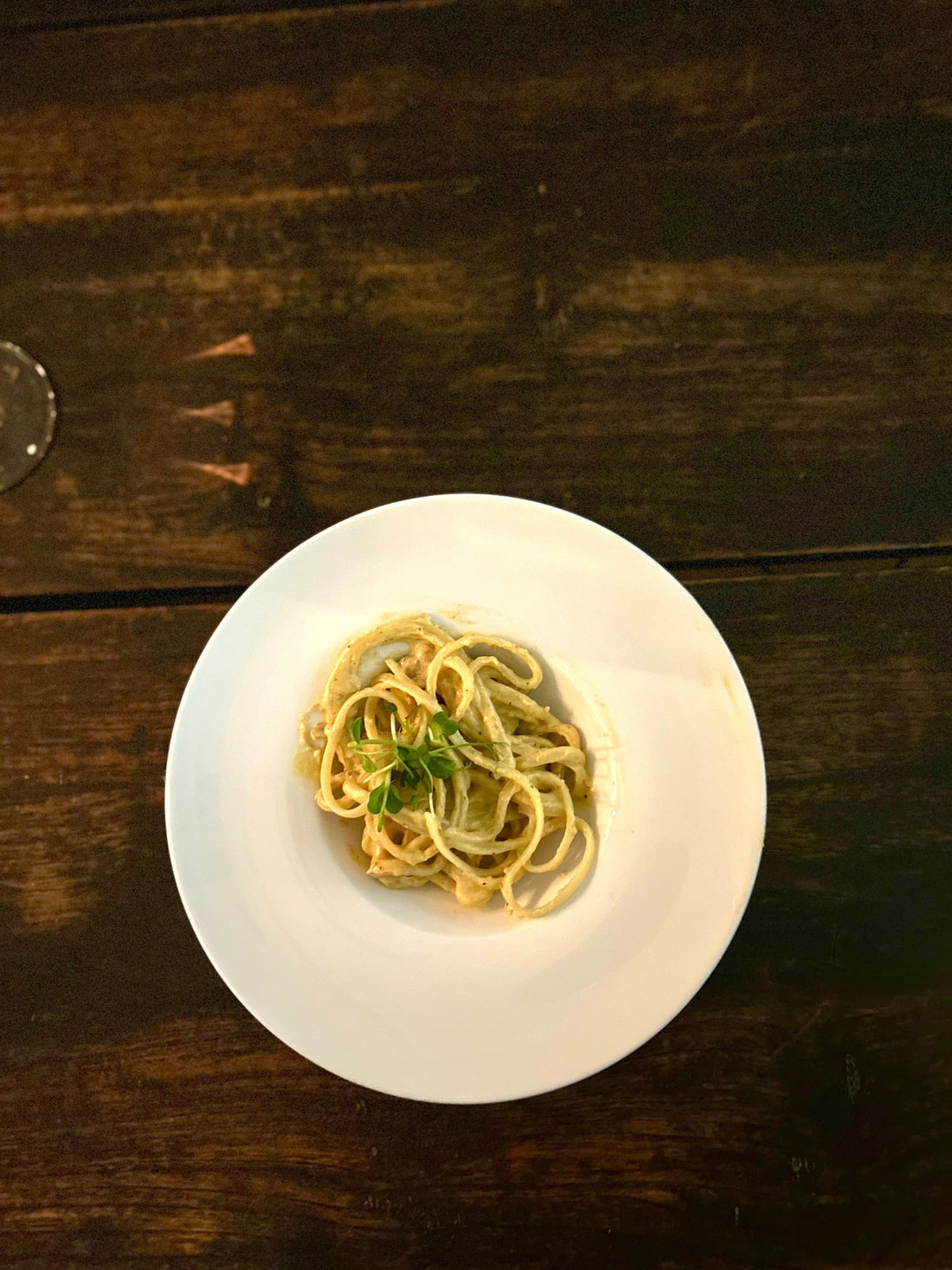 Linguine mit Ricotta-Maronen-Sauce und Orangen