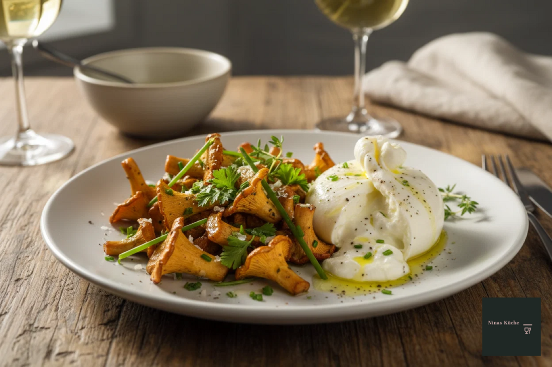 Lauwarmer Pfifferlingssalat mit Burrata