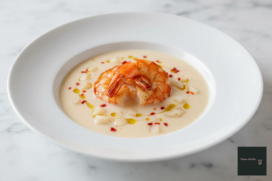 Geeiste Nektarinensuppe mit Garnelen - Sommer pur!