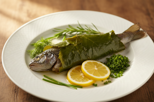 Die Grillsaison startet: Forelle im Weinblatt