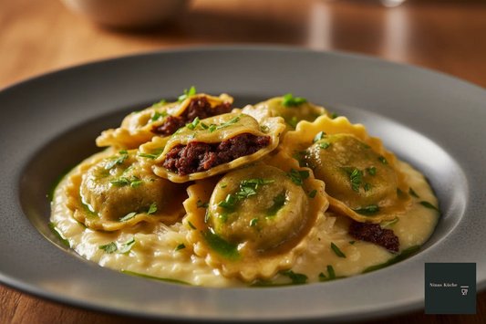 Ravioli mit Blutwurst auf Sauerkrautschaum - herzhaft und zugleich fein aromatisch
