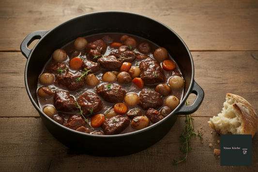 Traditionelles Boeuf bourguignon - französisch genießen