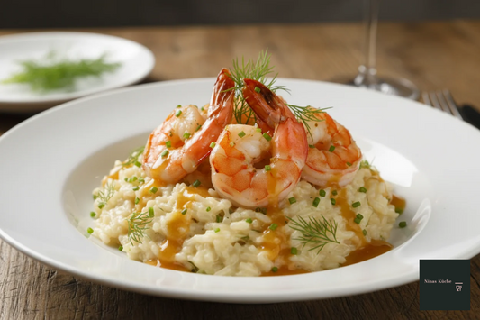Fenchel-Risotto mit Garnelen und Pastisschaum - ein Hauch Frankreich auf dem Teller