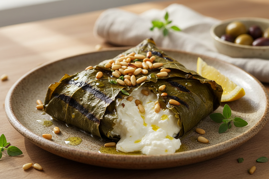Feta im Weinblatt mit Pinienkernen - Weingutsküche durch und durch