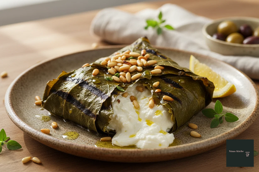 Feta im Weinblatt mit Pinienkernen - Weingutsküche durch und durch