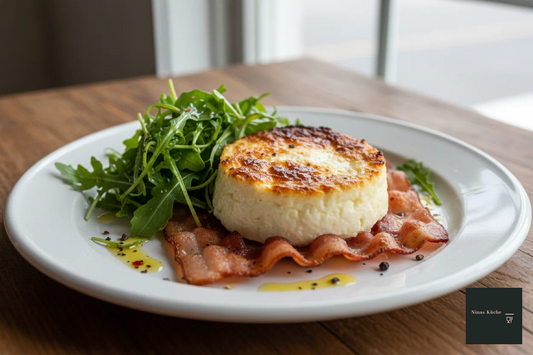 Gebackener Ricotta auf Pancetta und Rucola - italienische Versuchung