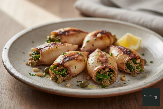 Gefüllte Calamaretti mit Rucola, Pinienkernen und Kapern - mediterran genießen!