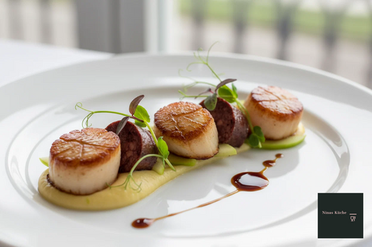 Jakobsmuschel und Blutwurst auf Sellerie und Apfel - Surf&Turf mal anders