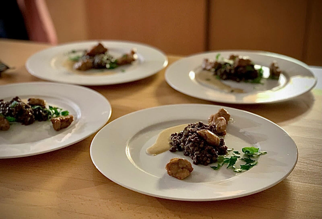 Gebratenes Kalbsbries mit lauwarmem Linsensalat