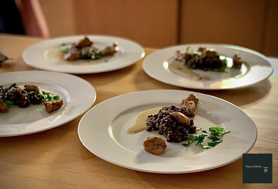Gebratenes Kalbsbries mit lauwarmem Linsensalat