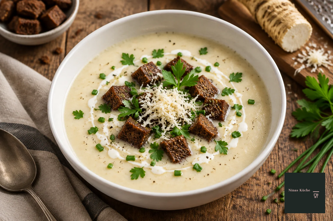 Krensuppe mit Schwarzbrotcroûtons - cremig-pikanter Seelenwärmer