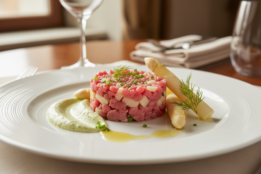 Kalbs-Spargel-Tatar mit Limettenmayonnaise