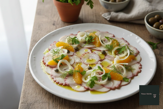 Oktopus-Carpaccio mit Orangen-Fenchel-Salat