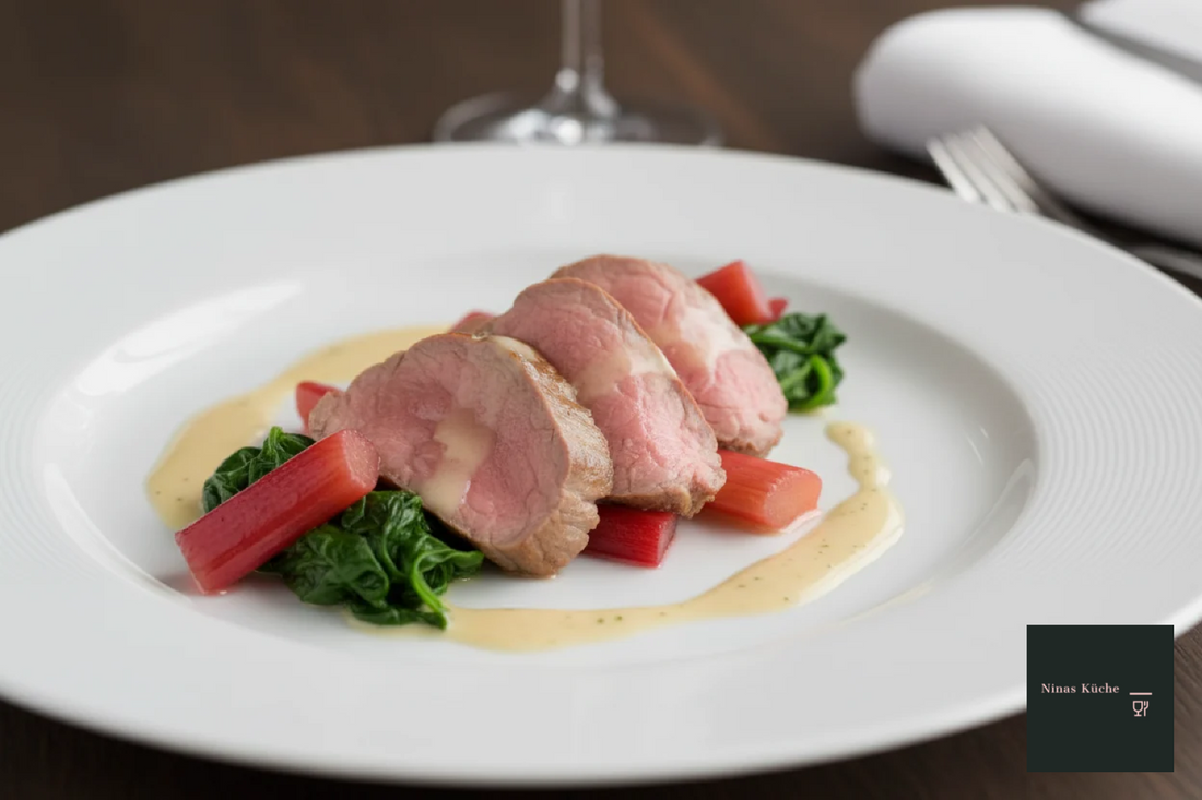 Pochiertes Kalbsfilet mit Rhabarber und Weißburgunderschaum