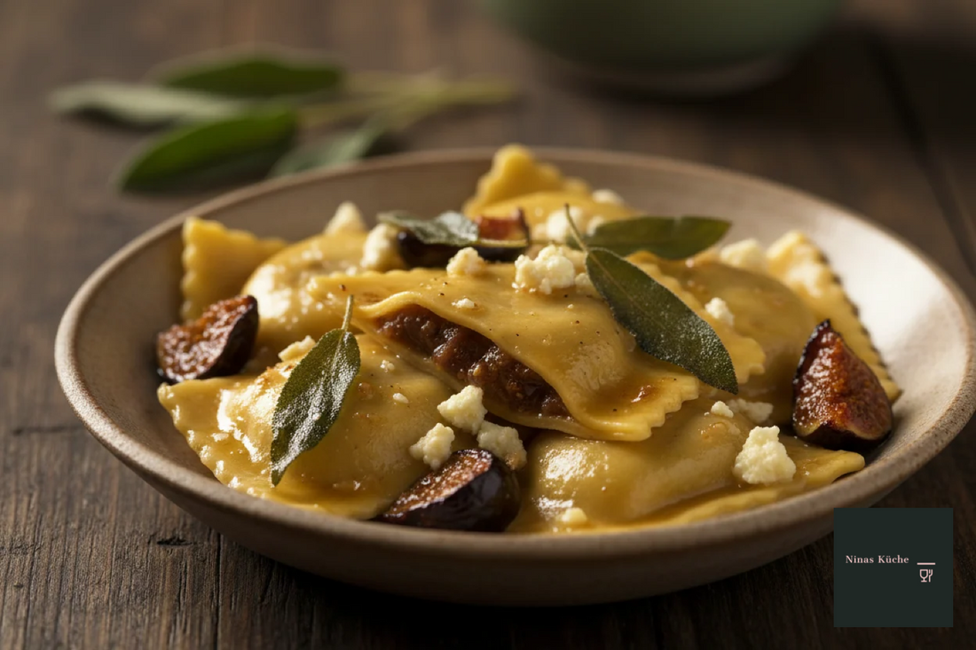 Ravioli mit Feigen-Ziegenkäse-Füllung