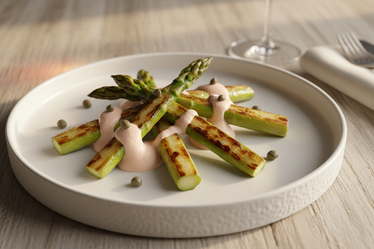 Grüner Spargel tonnato (grüner Spargel mit Thunfischcrème)