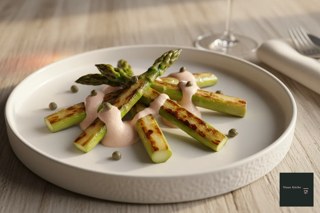 Grüner Spargel tonnato (grüner Spargel mit Thunfischcrème)