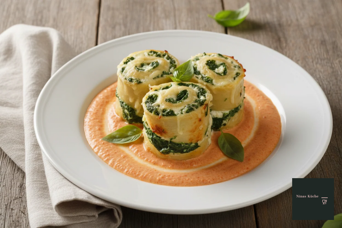 Spinat-„Involtini“ auf tomatisierter Panna da cucina
