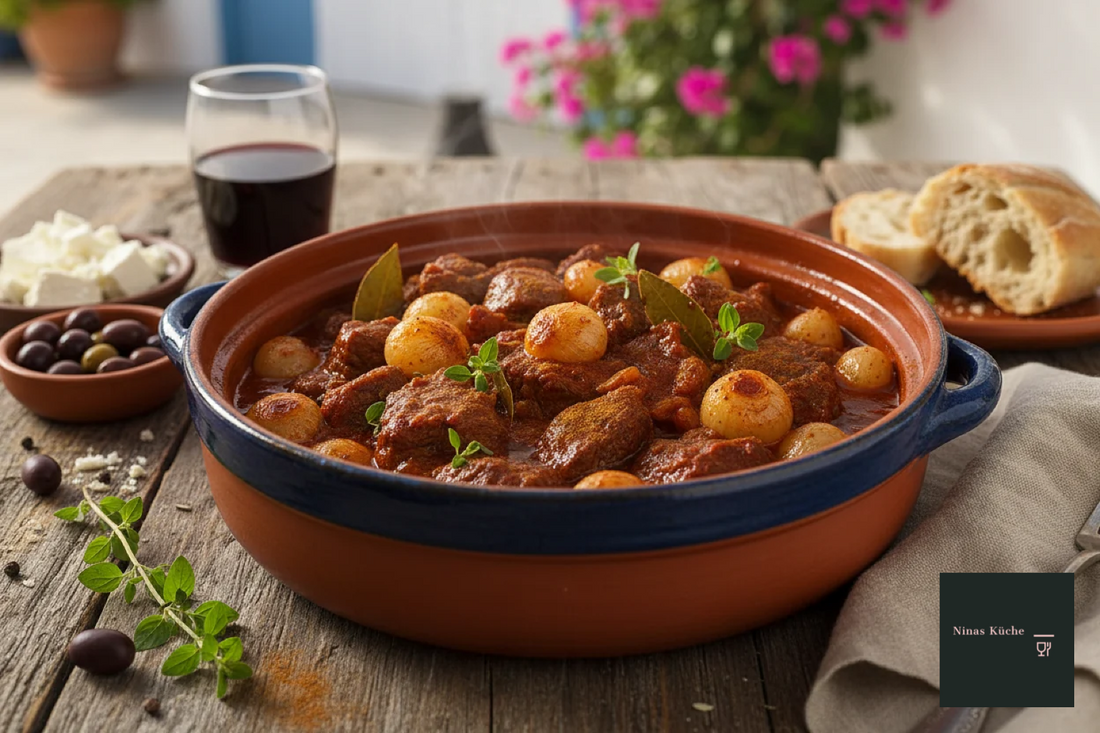 Stifado - griechischer Rinderschmortopf mit Zimt und Rosinen und Urlaubsfeeling