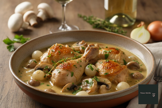 Winzerhuhn (Coq au vin) - Wohlfühlessen par excellence