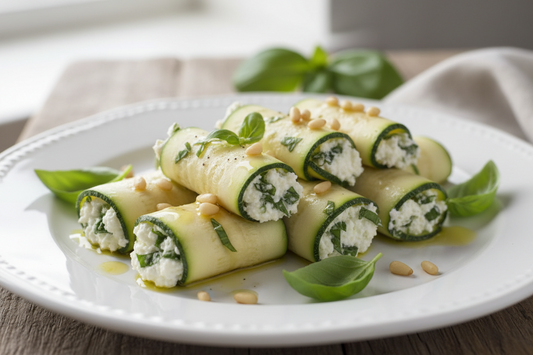 Zucchini-Röllchen mit Basilikum und Ricotta - Urlaubsfeeling pur!